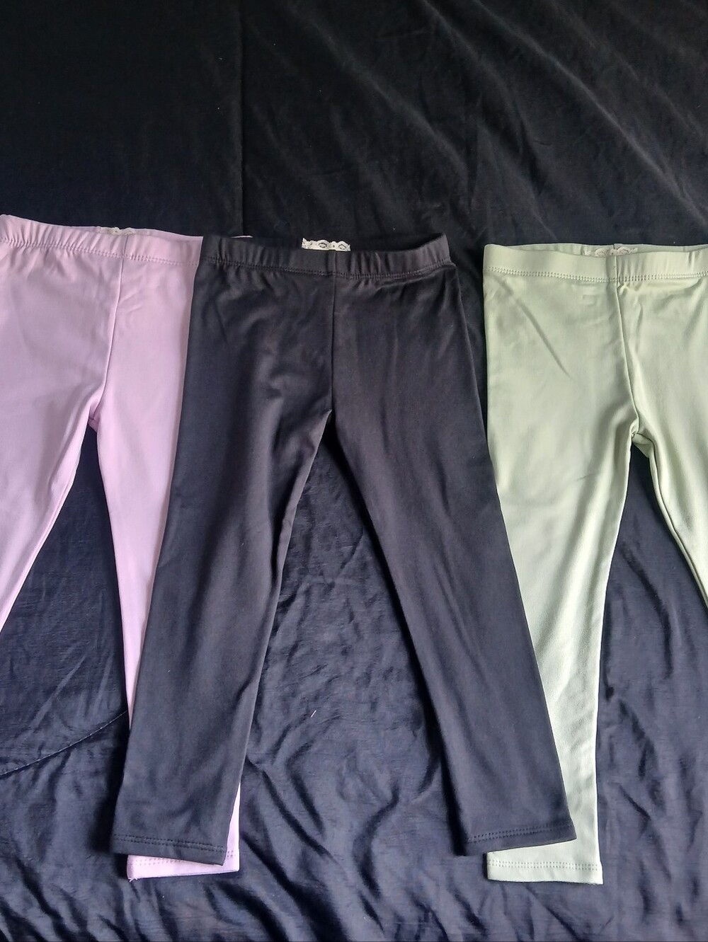 btween Kids Leggings - Black, Lavender & Sage Green Lot Of 3